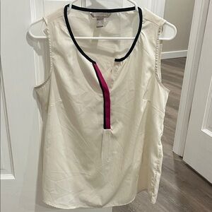 Banana Republic  Cream Blouse with Black and Pink Trim